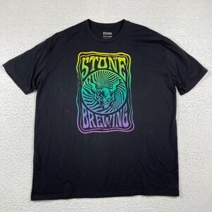Stone Brewing T-Shirt Mens 3XL Black Rainbow Gargoyle Graphic Tee 100% Cotton